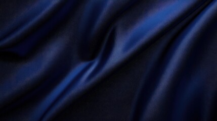 Fototapeta premium A close-up view of elegant, dark blue fabric, showcasing its smooth texture and rich color, creating a sense of luxury and sophistication.