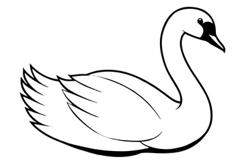 swan line art silhouette vector illustration