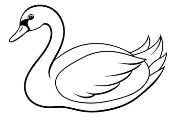 swan line art silhouette vector illustration