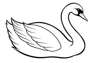swan line art silhouette vector illustration
