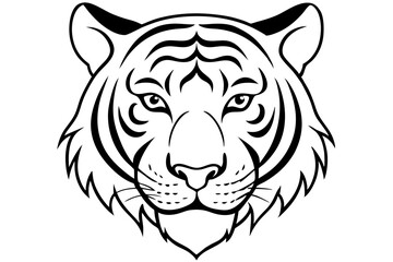 tiger head line art silhouette vector illustration