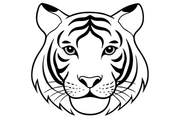tiger head line art silhouette vector illustration
