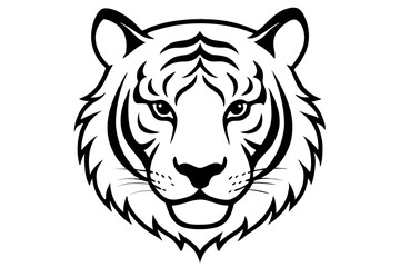 tiger head line art silhouette vector illustration
