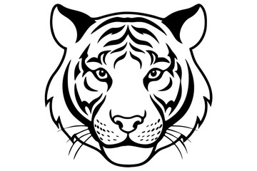 tiger head line art silhouette vector illustration