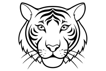 tiger head line art silhouette vector illustration