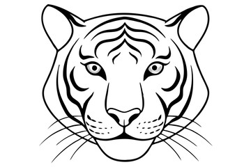  tiger head line art silhouette vector illustration