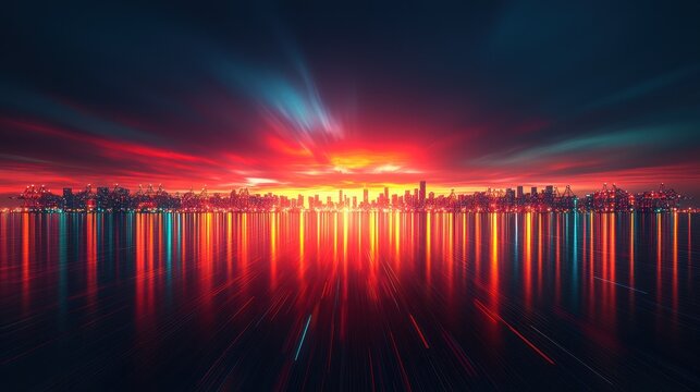 Cityscape sunrise hyper-speed