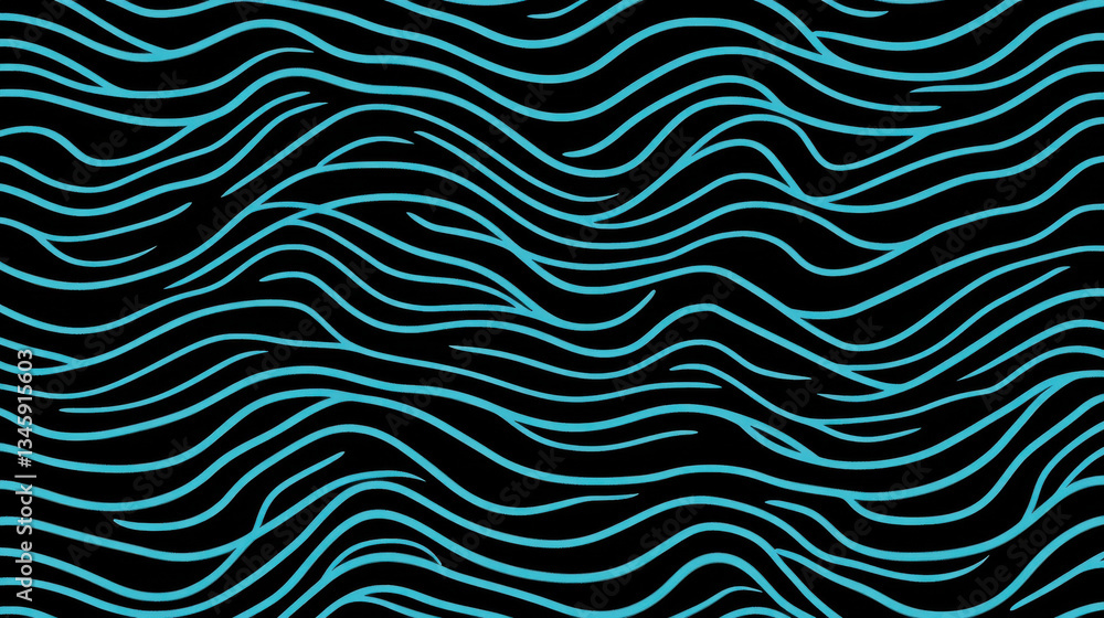 Poster abstract background of minimalist bioluminescent waves pattern on dark background, creating serene v