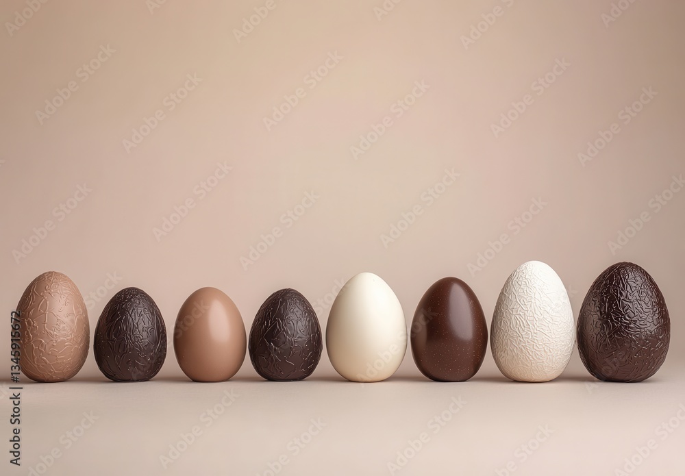 Aufkleber elegant display of assorted eggs on a neutral background with varied textures and colors for creativ