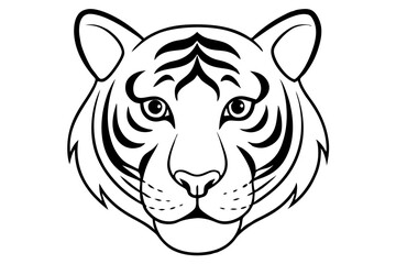  tiger head line art silhouette vector illustration