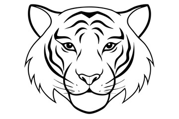 tiger head line art silhouette vector illustration