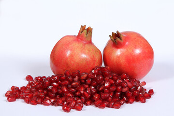Pomegranates in white background 