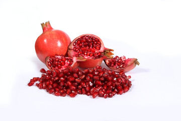 Pomegranates in white background 