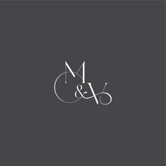 monogram wedding logo concept initial with line MV luxury curvy style letter