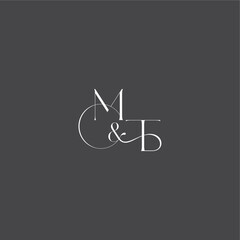monogram wedding logo concept initial with line MT luxury curvy style letter