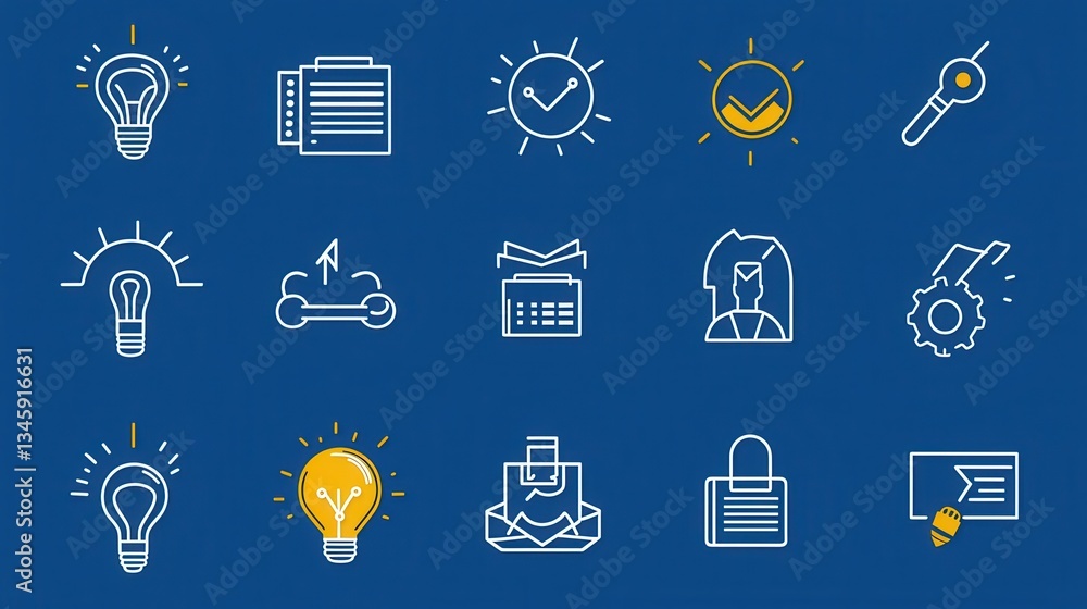 Aufkleber a comprehensive set of outline icons representing various business related concepts tools and activi