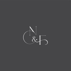 monogram wedding logo concept initial with line NF luxury curvy style letter