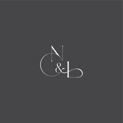 monogram wedding logo concept initial with line NL luxury curvy style letter