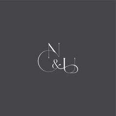 monogram wedding logo concept initial with line NU luxury curvy style letter
