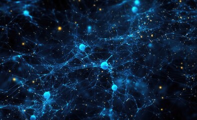 Abstract neural network. Complex network of interconnected nodes and connections