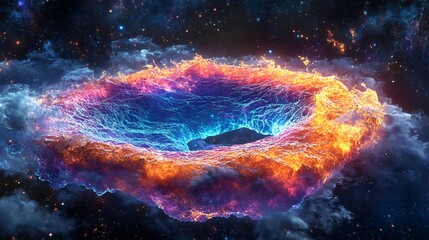 Obraz premium A surreal floating ocean of radiant liquid colors drifting in space