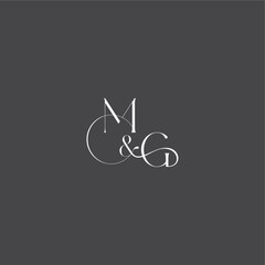 monogram wedding logo concept initial with line MG luxury curvy style letter