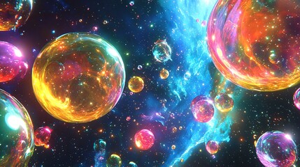 Fototapeta premium A surreal floating ocean of radiant liquid colors drifting in space