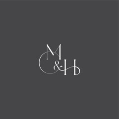 monogram wedding logo concept initial with line MH luxury curvy style letter