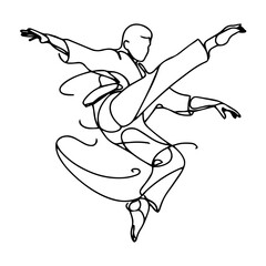 Graceful Martial Arts Motion - Continuous Line Art