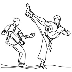 Graceful Martial Arts Motion - Continuous Line Art