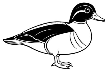 wood duck line art silhouette vector illustration