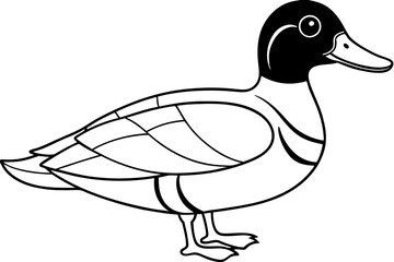wood duck line art silhouette vector illustration
