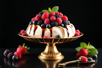 Keeping of ice cream flavor whit unused blueberry, strawberry, kiwi, lemon, vanilla setup on common foundation. Video animation