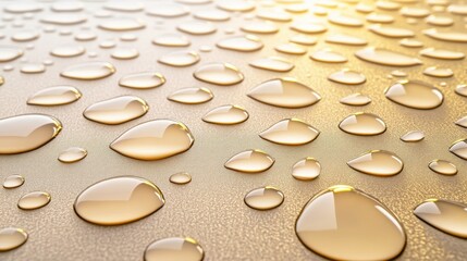 Water Droplets On Surface Create A Glowing Texture.