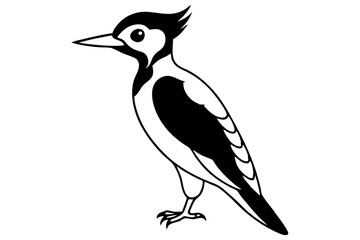 woodpecker line art silhouette vector illustration