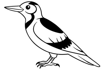 woodpecker line art silhouette vector illustration