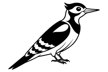 woodpecker line art silhouette vector illustration