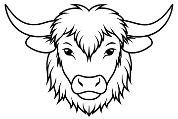 yak head line art silhouette vector illustration