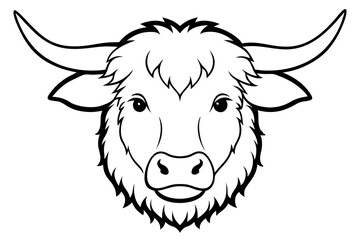 yak head line art silhouette vector illustration