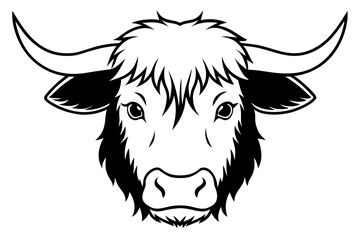 yak head line art silhouette vector illustration