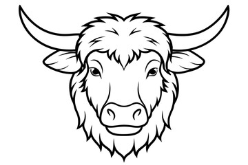 yak head line art silhouette vector illustration