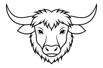 yak head line art silhouette vector illustration