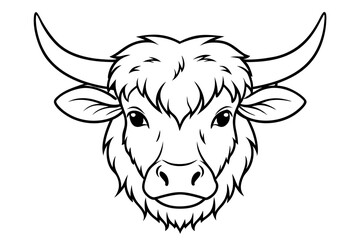 yak head line art silhouette vector illustration