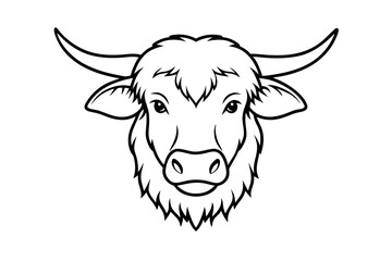 yak head line art silhouette vector illustration