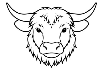 yak head line art silhouette vector illustration