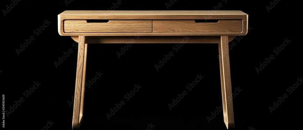 Poster a wooden table with a drawer on top, useful for storage and organization