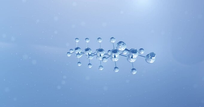 Capric acid rotating molecular structure, 3d model of saturated fatty acid