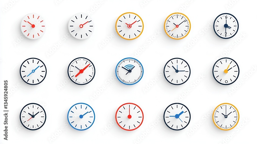 Poster a collection of 15 clean and minimalist outline icons representing various deadline and time related