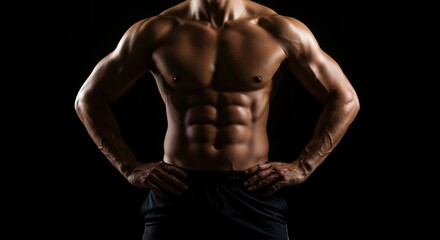 Fototapeta premium Muscular Man with Strong Athletic Physique in Confident Pose