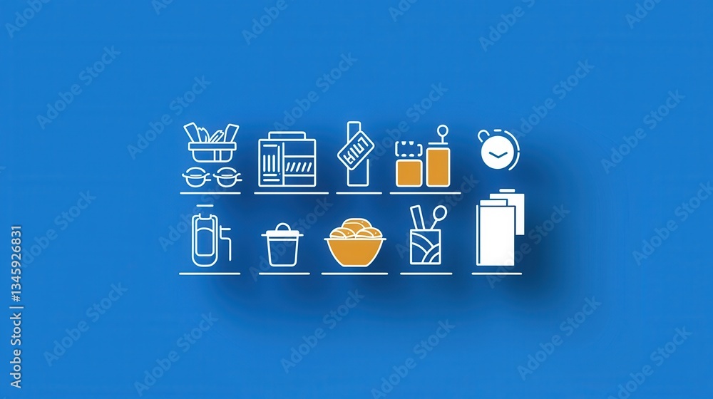 Poster a collection of minimalist outline icons representing various elements and services related to cater